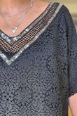 Made in Italy Love Shack Boho Shimmer Top Black